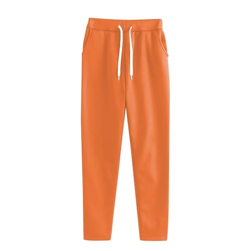 Singles Day Angebote, Winterhose Damen Bauchtanz Hose Damen Baggy Jogginghose Hoher Taille Sweatpants Mit Taschen Outdoor Sporthose Streatwear Trainingsanzüge Für Jogging Hose(Saffron,XXL) von SHE.White