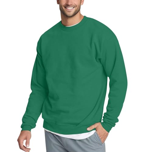 Warehouse Deal, Fleecepullover Herren Strickpullover Herren Pullover Winter Rundhals Sweatshirt Oversized Warme Pulli Outdoor Langarmshirt Herren Kleidung Pullover Herren Slim Fit(Dark Green,L) von SHE.White