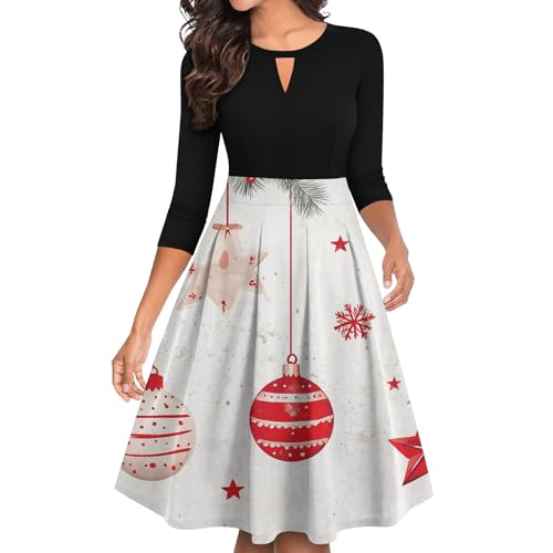 Warehouse Deal, Kleider Damen Herbst Winter Weihnachtskleid Weihnachtskleider Lustig Weihnachten Cocktailkleid Ugly Weihnachtsmotiv Festlich Partykleid Vintage Kleider Damen Kleid Damen Lang von SHE.White