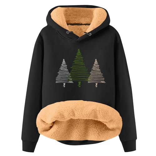 Warehouse Deal Retourenware, Fleecejacke Damen Hoodies Damen Damen Pullover Lustig Weihnachten Drucken Fleecepullover Winter Warme Kapuzenpullover Hoodie Plüsch Pullover Teddy Pullover Damen von SHE.White