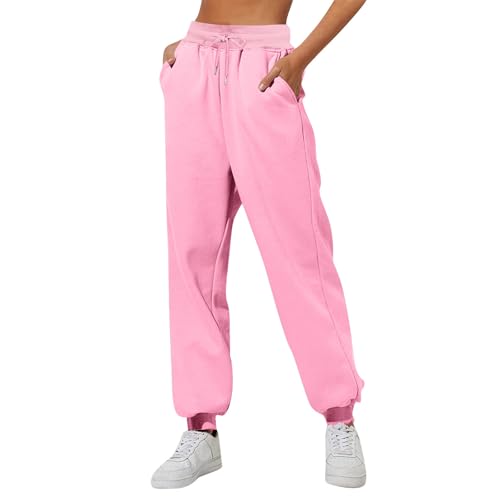 Warehouse Deal Retourenware, Sporthose Damen Lang Weiße Kurze Hose Damen Baggy Jogginghose Hoher Taille Sweatpants Mit Taschen Outdoor Sporthose Loose Freizeithose Bekleidung Sweatpants von SHE.White