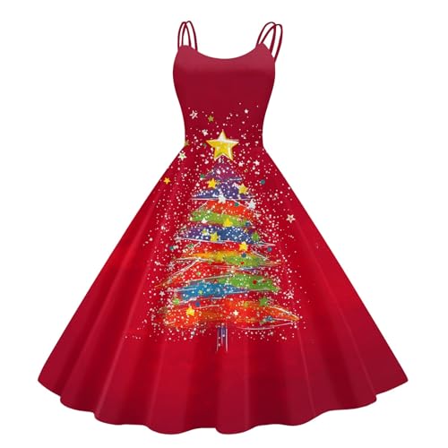 Warehouse Deals Angebote, Winter Kleider Damen Weihnachtskleid Mädchen Weihnachtskleidung Weihnachten Party Kleider Weihnachtskleider Merry Christmas Midikleid Christmas Dress Lange Kleider Damen von SHE.White