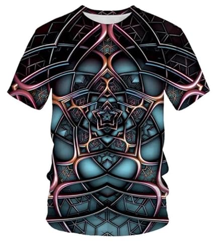 SHELOG Abstrakte geometrische Kunst Herren T-Shirt Mode 3D gedruckt Kurzarm übergroße Straße Trend Sommer Casual Top von SHELOG