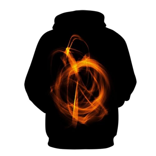 SHELOG Abstrakter Flammen-Kunst-lustiger Herren-Kapuzenpullover mit 3D-Grafik, Übergröße, lässiger, modischer Sport-Hoodie von SHELOG