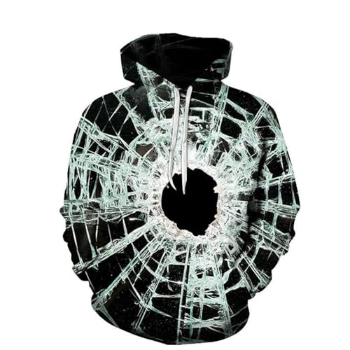 SHELOG Abstrakter Shattered Crack 3D-Gedruckter Kapuzenpullover für Herren, lustiger Winter-Damenpullover, lässige Streetwear von SHELOG