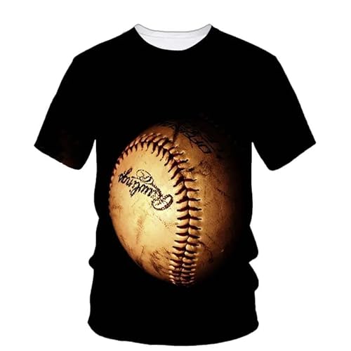 SHELOG Baseball-Themen-Sommermode 3D-Herren-T-Shirt, Unisex, lässig, locker, kurzärmelig, O-Ausschnitt von SHELOG
