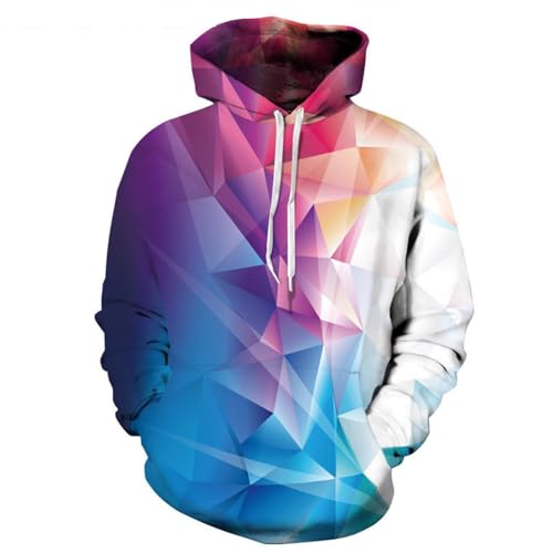 SHELOG Bunte abstrakte Kunst, geometrischer 3D-Druck, Unisex, lustig, modisch, langärmelig, Kapuzenpullover, Street-Trend-Top von SHELOG