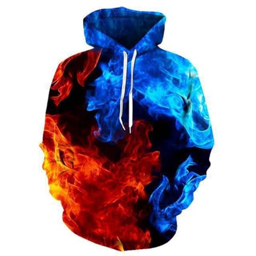 SHELOG Coole EIS- und Feuerkunst, Unisex, 3D-Gedruckter Pullover, lässiges, modisches Kapuzen-Sweatshirt, Cooler Kapuzenpullover SHELOG Coole EIS- und Feuerkunst, Unisex, 3D-Gedruckter Pullover, lässiges, modisches Kapuzen-Sweatshirt, Cooler Kapuzenpullover von SHELOG