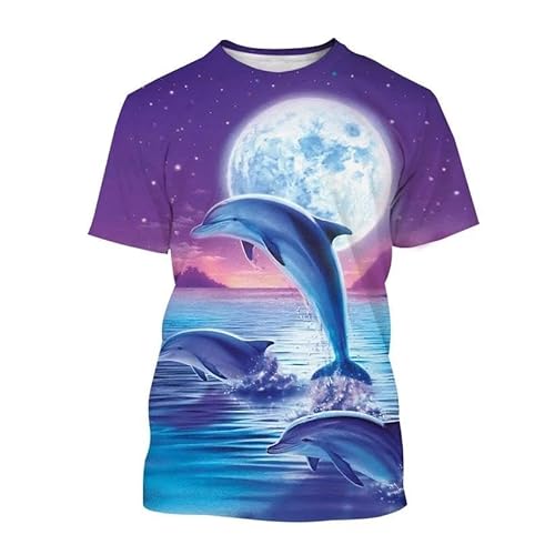 SHELOG Fantasy Starry Sky Moon Dolphin Sommermode 3D-gedrucktes T-Shirt Herren Casual Print Trend Harajuku Street Wear SHELOG Fantasy Starry Sky Moon Dolphin Sommermode 3D-gedrucktes T-Shirt Herren Casual Print Trend Harajuku Street Wear von SHELOG
