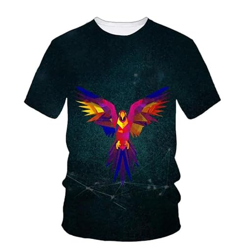 SHELOG Geometrische Vogel Papagei Männer 3D T-Shirt Mode Hip Hop Rundhals Kurzarm Top Harajuku männer Übergroße T-Shirt von SHELOG