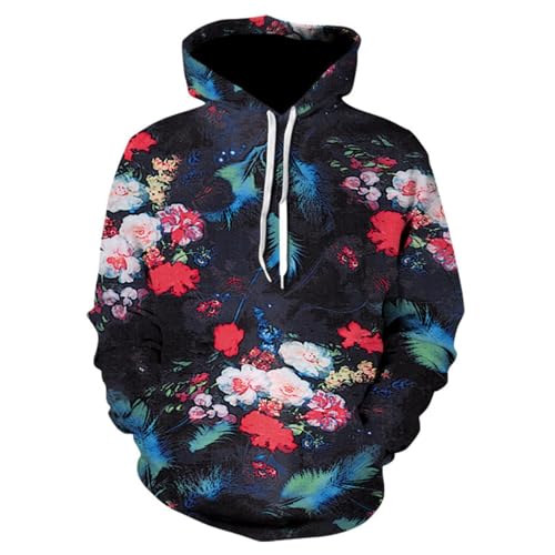 SHELOG Handbemalte Blumen schöne Blumen 3D-gedruckte Unisex-Hoodie-Jacke Outdoor-Reisesportbekleidung Freizeitpullover von SHELOG