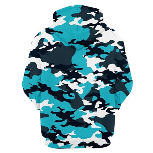 SHELOG Himmelblaue Camouflage-Kunst, 3D-Druck, Unisex-Hoodie, Jacke, Outdoor, Reisen, Sportbekleidung, Freizeitpullover von SHELOG