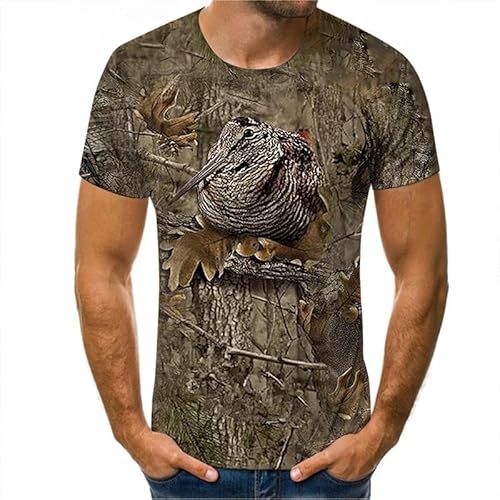 SHELOG Jagd Tier Vogel Herren T-Shirt 3D-Druck Casual Kurzarm Kleidung Streetwear Rundhals Übergroßes Top von SHELOG