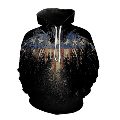 SHELOG Kreative Flagge Kunst Adler 3D Druck Unisex Hoodie Jacke Outdoor Reise Sportswear Casual Pullover von SHELOG