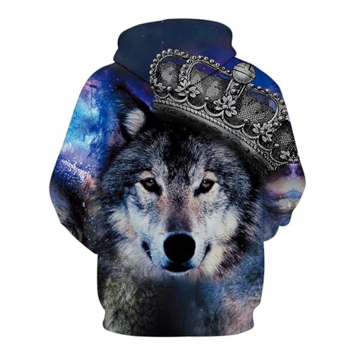 SHELOG Kreativer Wolf-Totem im ethnischen Stil, 3D-gedruckte Unisex-Hoodie-Jacke, Outdoor-Reisesportbekleidung, lässiger Pullover von SHELOG