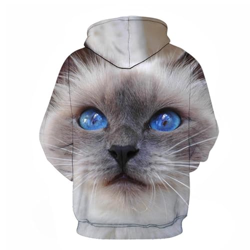 SHELOG Lustige Tierkatze 3D Herren-Kapuzenjacke, Outdoor-Straße, Hip-Hop-Sportbekleidung, lässiges Sport-Sweatshirt von SHELOG