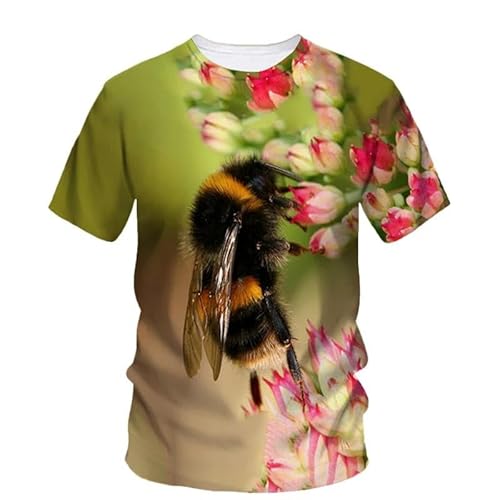SHELOG Natürliche Blume Biene Mode männer T-Shirt 3D Gedruckt Harajuku Straße Kurzarm O Hals Übergroßen Casual Top von SHELOG