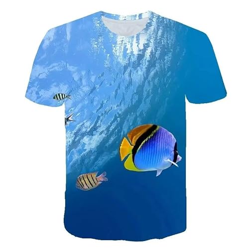 SHELOG Ozean Farbe Fisch Sommer Mode 3D Gedruckt T-Shirt männer Casual Druck Trend Harajuku Street Wear von SHELOG