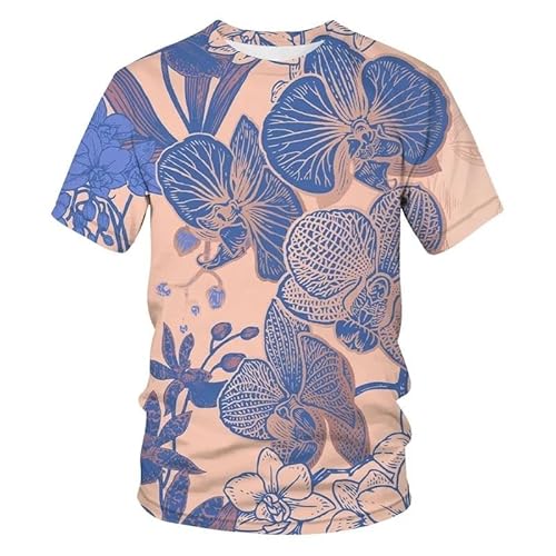 SHELOG Pflanze Blätter Blumen T-Shirt 3D-Druck Mode Herren T-Shirt Übergroße Streetwear Rundhals Mode Kleidung von SHELOG