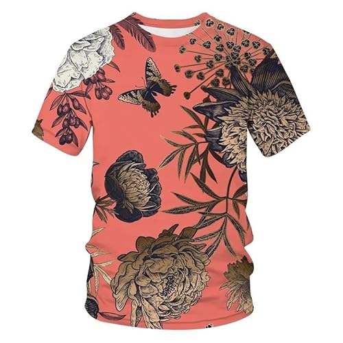 SHELOG Pflanze Blume Schmetterling Sommer Mode 3D Gedruckt T-Shirt männer Casual Druck Trend Harajuku Street Wear von SHELOG