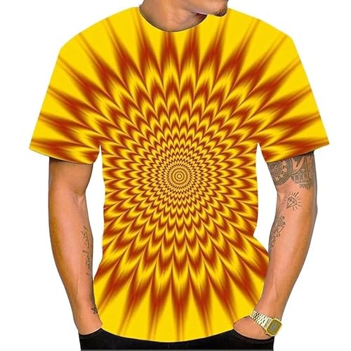 SHELOG Psychedelic Illusion Herren-T-Shirts, 3D-gedruckt, lässig, kurzärmelig, Kleidung, Streetwear, Rundhalsausschnitt, übergroße Tops von SHELOG