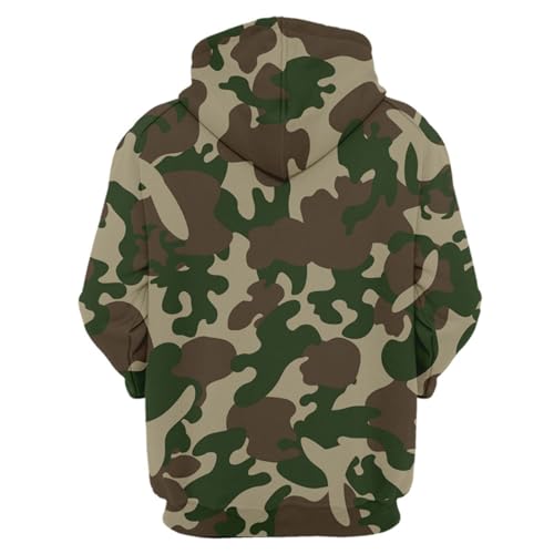 SHELOG Retro-Camouflage-Kunst 3D-Druck Unisex-Hoodie-Jacke Outdoor-Reisesportbekleidung Freizeitpullover von SHELOG