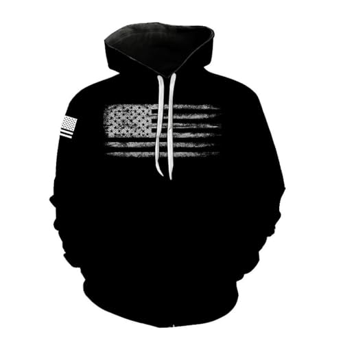 SHELOG Schwarze Hintergrundflagge 3D-Druck Unisex-Hoodie-Jacke Outdoor-Reisesportbekleidung Freizeitpullover von SHELOG