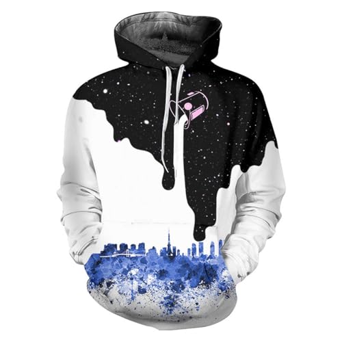 SHELOG Star Paint Blue Urban Fashion 3D-Gedruckter Hoodie Herren Langarm-Sweatshirt Cooles Street-Pullover-Shirt von SHELOG