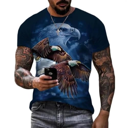 SHELOG Tier Vogel Adler Mode Herren T-Shirt 3D Gedruckt Harajuku Straße Kurzarm O Hals Übergroße Casual Top von SHELOG