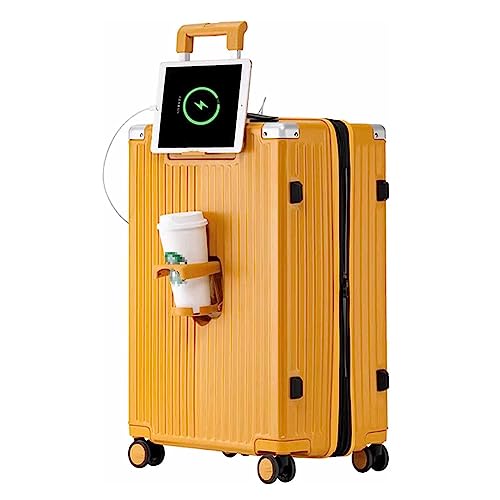 SHENGQIUS Tragbarer Koffer, erweiterbares Handgepäck, Koffer mit Rollen, mit USB-Anschluss und Getränkehalter-Design, TSA-Zollschloss, Gepäck von SHENGQIUS