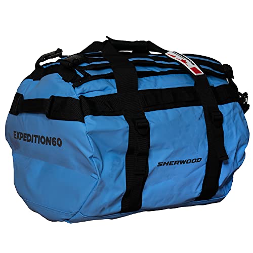 SHER-WOOD Reisetasche Expedition, Sporttasche mit 60 l Volumen, Tasche mit Rucksackfunktion, Travelbag wasserdicht, Duffel Bag blau von SHER-WOOD