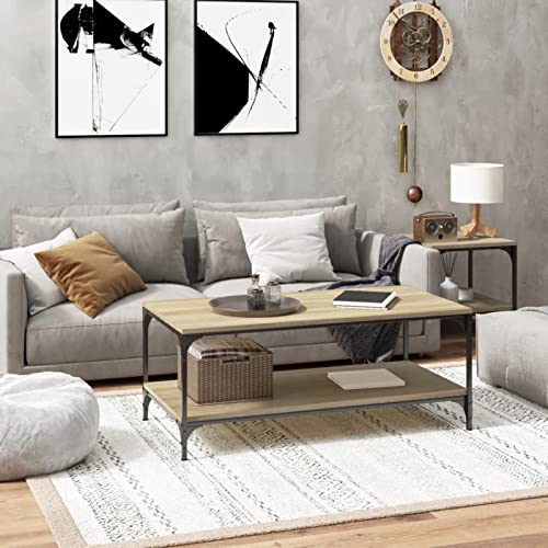 Couchtisch, Beistellsofa, Couchtisch, Akzenttisch, schlichtes Design, Beistelltisch für Wohnzimmer, Schlafzimmer oder Büro, Sonoma-Eiche, 100 x 50 x 40 cm, Holzwerkstoff, Lofty Ambition von SHERAF