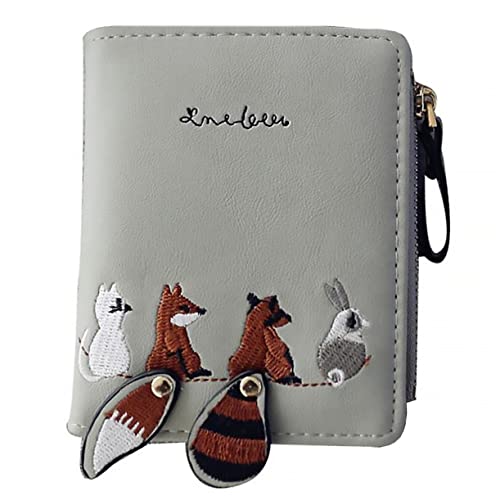 SHERCHPRY 1Stk Brieftasche mit Critter-Print Geldbörse Beutel Damenhandtaschen kleine Geldbörse für Frauen aufbewahrungssack storage pockets Wechseltasche kurze Münztasche Metall Grey von SHERCHPRY