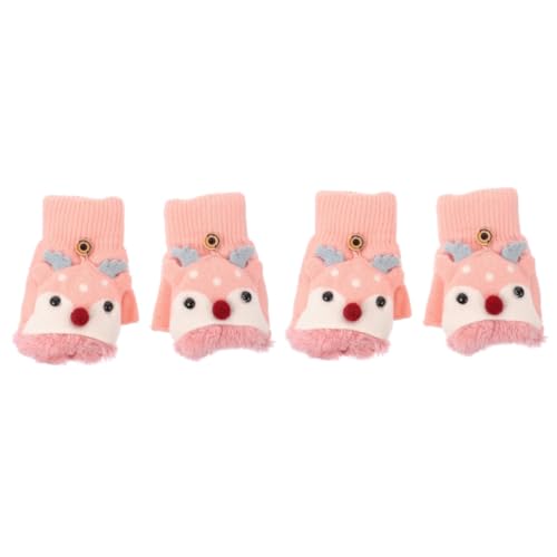 SHERCHPRY 2 Paar Flip-Handschuhe Für Kinder Warme Kinderhandschuhe Schneehandschuhe Für Herren Weihnachtsstrickhandschuhe Fahrradhandschuhe Für Herren Fäustlinge Umdrehen Garn Rosa von SHERCHPRY