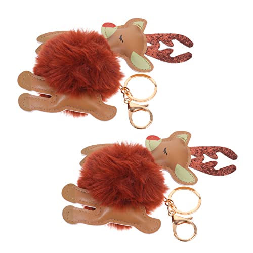 SHERCHPRY 2pcs Weihnachten Keyrings Bag Anhänger Elchschlüssel Hanging Decor Plüsch Schlüsselanhänger von SHERCHPRY