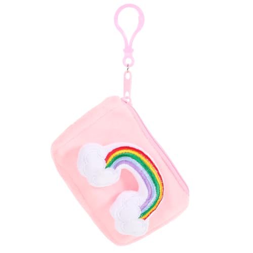 SHERCHPRY Rosa Regenbogen GeldböRse SchlüSselanhäNger Mini PlüSch Portemonnaie FüR MäDchen, Damen, SchüLer - Multifunktionale Handtasche, SchlüSselring, MüNzbeutel, 12x8x3.5cm von SHERCHPRY