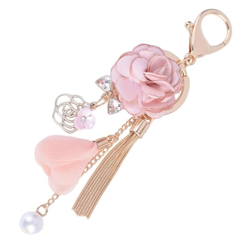 SHERCHPRY Schlüsselanhänger Rosenanhänger Schlüsselbund Schlüsselhalter fürs Auto car Keychain schlüsselanhänger für Auto Schlüsselverzierungen Schlüsseldekore Strasssteine Rosa von SHERCHPRY