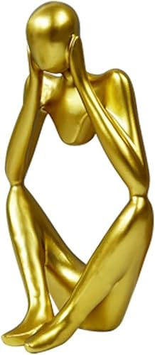 Denker-Statue, abstrakte Kunst, Figur, Skulptur, Heimdekoration, dekorative Ornamente, moderne Harzstatuen, geometrisches Design für Wohnzimmer, Schlafzimmer, Büro-Schreibtisch, Schränke (Farbe: Gold von SHGDAIO