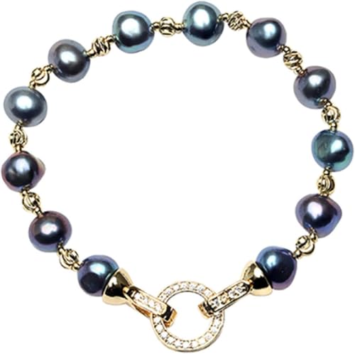 SHGDAIO Armbänder für Damen im Barockstil, natürliche Süßwasserperlenarmbänder, gemischte Farben, unregelmäßiger Perlenschmuck, blau, 45 cm von SHGDAIO