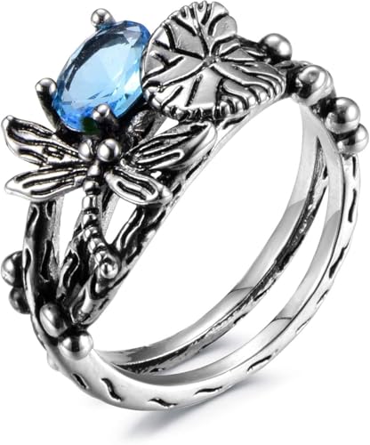 SHGDAIO Mädchen Produkte Dame Ring Kreative Libelle Lotus Ring Frauen Europäischen und Amerikanischen Retro Thai Silber Ring Geschenke von SHGDAIO