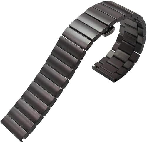 SHGDAIO Uhrenarmband aus massivem Edelstahl, 16 mm, 18 mm, 20 mm, 22 mm, Silber/schwarz, Uhrenarmbänder aus gebürstetem Metall von SHGDAIO