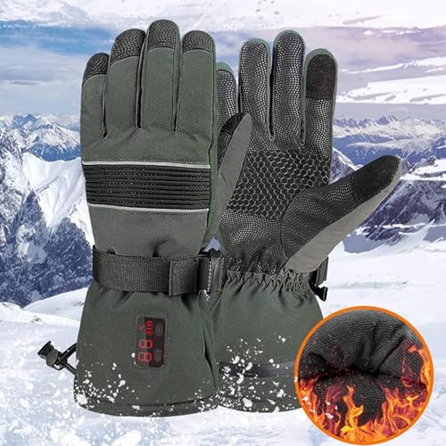 Winterhandschuhe für Männer und Frauen – wasserdichter warmer Handschuh für kaltes Wetter, Thermohandschuhe mit Touchscreen-Finger, wiederaufladbar, 2200 mAh, elektrische Heizung, Skihandschuhe zum Wa von SHGDAIO