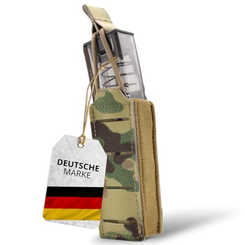 SHIELD Germany 1er Magazintasche für Airsoft Pistole - Ideal für Glock 17, P99, PPQ, M1911, HK45, USP Kurzwaffen Magazine - Airsoft Zubehör, Molle Pouch Plattenträger (Multicam) von SHIELD Germany