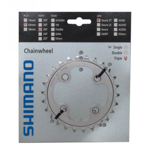 Kettenblatt 26 Z. silber LK 4x64mm f. FC-M 771/M 761/ M 583 Kettenblatt 26 Z. silber LK 4x64mm f. FC-M 771/M 761/ M 583 von SHIMANO