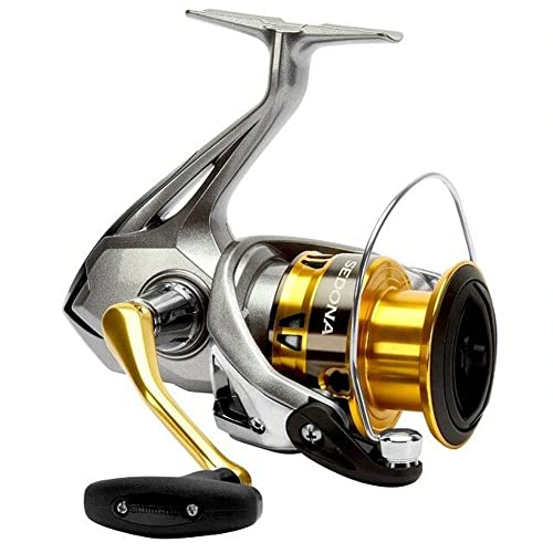 SHIMANO Sedona C3000 FI, Spinning Angelrolle mit Frontbremse, SEC3000FI, grau , gold , schwarz von SHIMANO