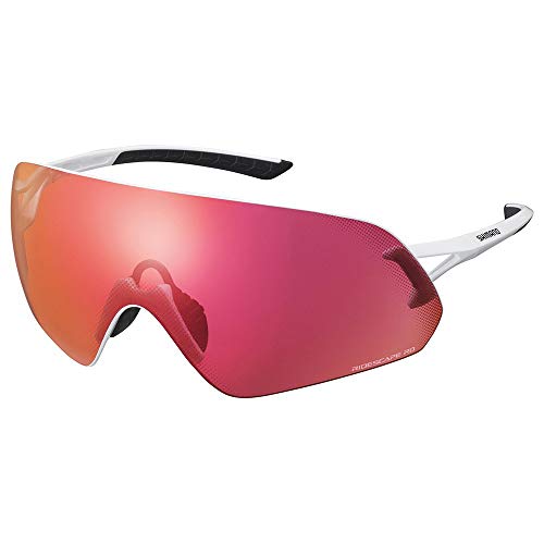 SHIMANO Aerolite Panorama-Brille, metallisches Weiß, RideScape Road Linse von SHIMANO