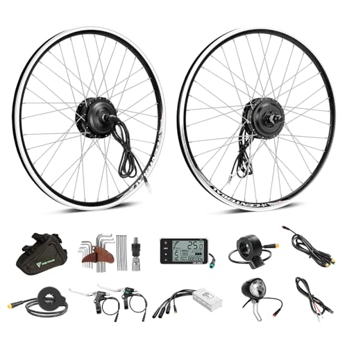 SHIMOST 26 Zoll E-Bike Umbausatz Conversion Kit 36V250W Frontmotor für Vorderrad mit Scheinwerfer, Controller, LCD, Pedal Sensor, Daumengas von SHIMOST