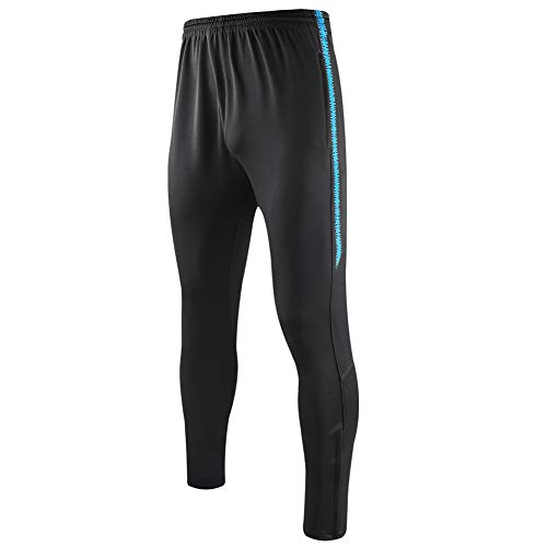 SHINESTONE Herren Sportler-Sweatpants Sporthose Jogger Training Track Fitness Casual Pants mit Reißverschlusstaschen und Knöchel-Reißverschluss für Outdoor und Multi-Sport(6630-Schwarz/Blau, S) von SHINESTONE