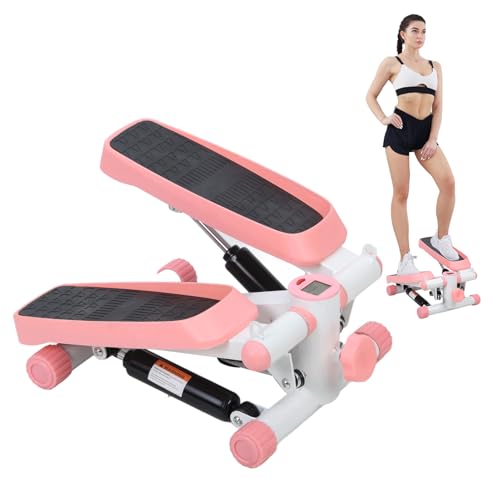 Mini Stepper für Zuhause mit Power Ropes, Home Stepper & Mini Ellipsentrainer mit Multifunktions LCD Display, 2 in 1 Trainingsgerät, Bein/Arm Trainer, Home Fitness Exercise, Rosa von SHINROAD