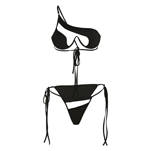 SHINROAD Frauen Mesh Bikini Set Eine Schulter Verstellbare Träger Strand Badeanzug Perspektive Netz Garn Patchwork Sexy Bikini Schwarz L SHINROAD Frauen Mesh Bikini Set Eine Schulter Verstellbare Träger Strand Badeanzug Perspektive Netz Garn Patchwork Sexy Bikini Schwarz L von SHINROAD